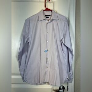 John Varvatos Light Purple White Slim Fit Button Down Shirt Size 16 EUC #5789